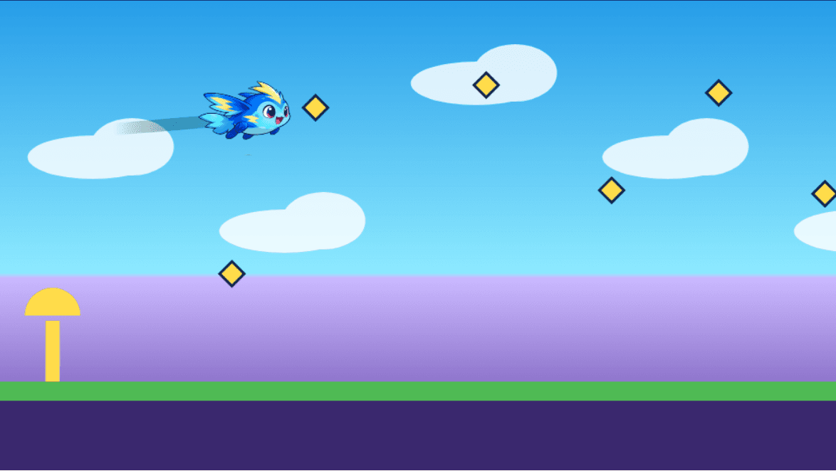 Moonbound Launch gameplay with a Zipbit flying over Brightbay